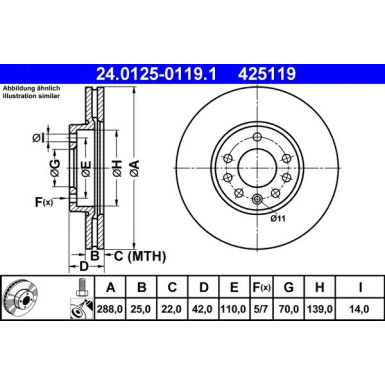 ATE | Bremsscheibe | 24.0125-0119.1