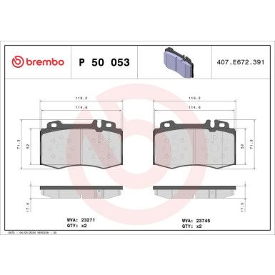 Brembo | Bremsbelagsatz, Scheibenbremse | P 50 053