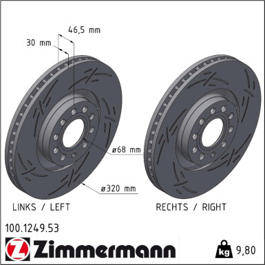 Zimmermann | Bremsscheibe | 100.1249.53