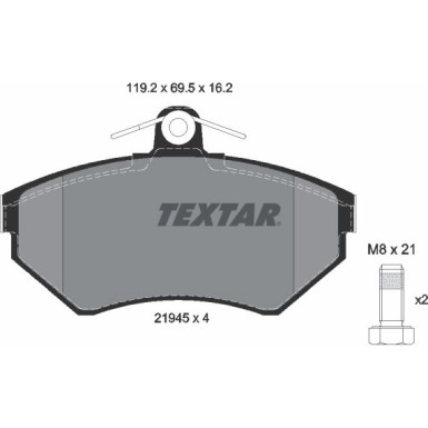 Textar | Bremsbelagsatz, Scheibenbremse | 2194502