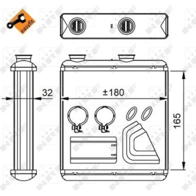 NRF | Wärmetauscher, Innenraumheizung | ohne Rohr | 54298