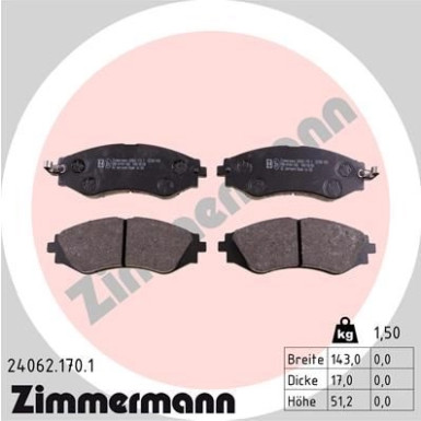 Zimmermann | Bremsbelagsatz, Scheibenbremse | 24062.170.1