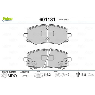 Valeo | Bremsbelagsatz, Scheibenbremse | 601131