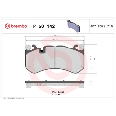 Brembo | Bremsbelagsatz, Scheibenbremse | P 50 142