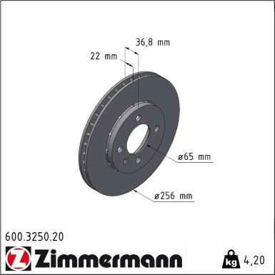 Zimmermann | Bremsscheibe | 600.3250.20