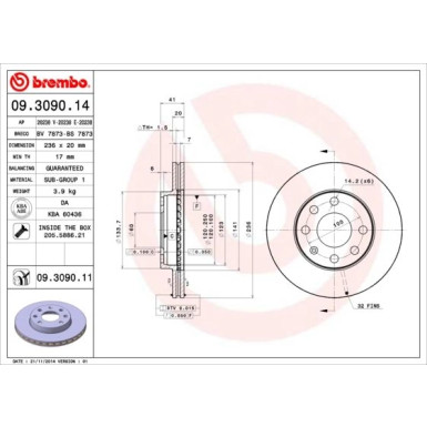 Brembo | Bremsscheibe | 09.3090.11