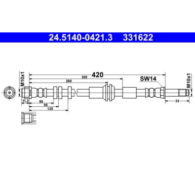 ATE | Bremsschlauch | 24.5140-0421.3