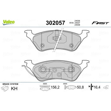 Valeo | Bremsbelagsatz, Scheibenbremse | 302057