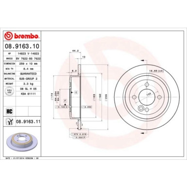 Brembo | Bremsscheibe | 08.9163.11