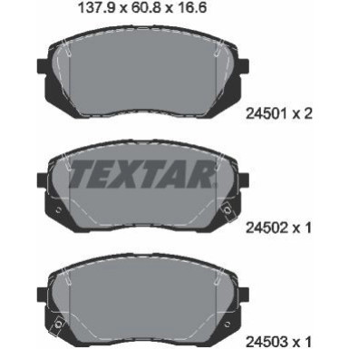 Textar | Bremsbelagsatz, Scheibenbremse | 2450101