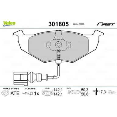 Valeo | Bremsbelagsatz, Scheibenbremse | 301805