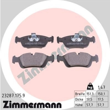 Zimmermann | Bremsbelagsatz, Scheibenbremse | 23287.175.9