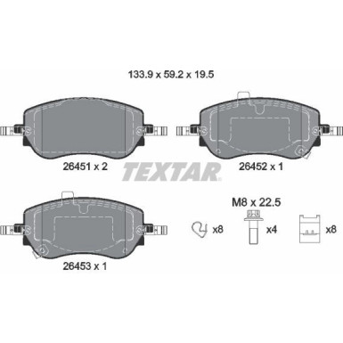 Textar | Bremsbelagsatz, Scheibenbremse | 2645101