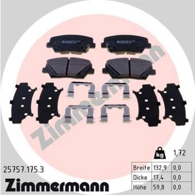 Zimmermann | Bremsbelagsatz, Scheibenbremse | 25757.175.3