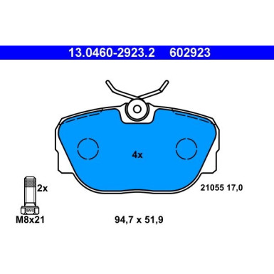 ATE | Bremsbelagsatz, Scheibenbremse | 13.0460-2923.2