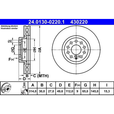 ATE | Bremsscheibe | 24.0130-0220.1