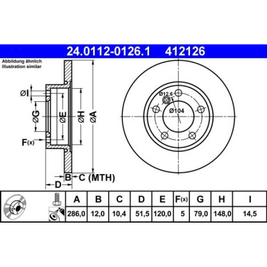 ATE 24.0112-0126.1 Bremsscheibe für BMW 3er, Z3 286,0x12,0mm, 5x120,0, voll, beschichtet