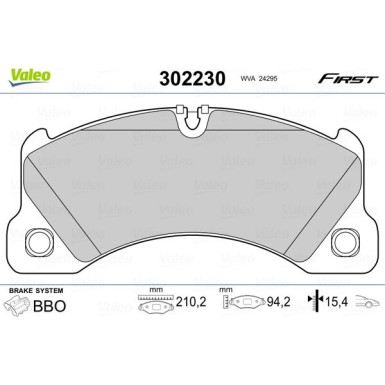 Valeo | Bremsbelagsatz, Scheibenbremse | 302230