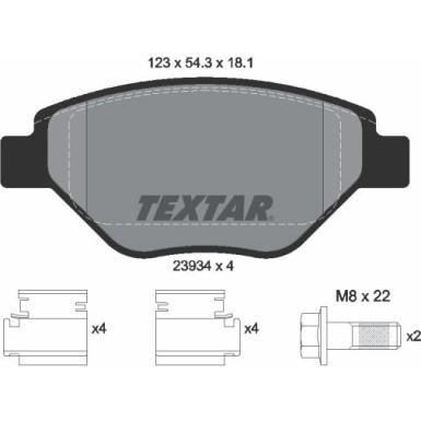 Textar | Bremsbelagsatz, Scheibenbremse | 2393401