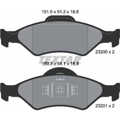 Textar | Bremsbelagsatz, Scheibenbremse | 2320001