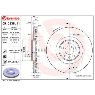 Brembo | Bremsscheibe | 09.D938.11