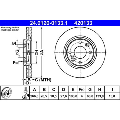 ATE | Bremsscheibe | 24.0120-0133.1