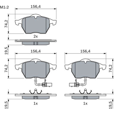 BOSCH | Bremsbelagsatz, Scheibenbremse | 0 986 424 482