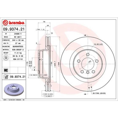 Brembo | Bremsscheibe | 09.9374.21