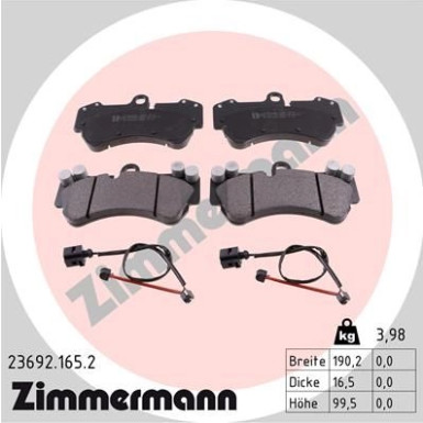 Zimmermann | Bremsbelagsatz, Scheibenbremse | 23692.165.2