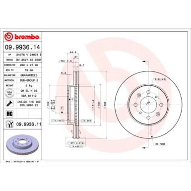 Brembo | Bremsscheibe | 09.9936.11