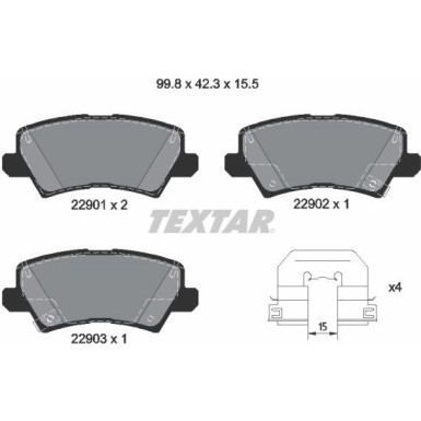 Textar | Bremsbelagsatz, Scheibenbremse | 2290101