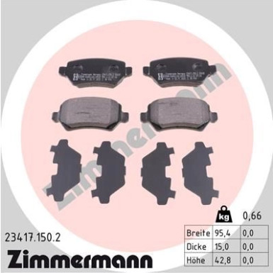 Zimmermann | Bremsbelagsatz, Scheibenbremse | 23417.150.2