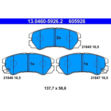 ATE | Bremsbelagsatz, Scheibenbremse | 13.0460-5926.2