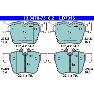 ATE | Bremsbelagsatz, Scheibenbremse | 13.0470-7316.2