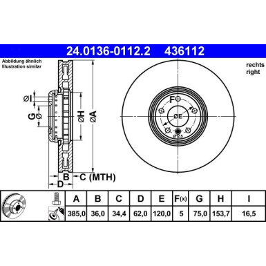 ATE | Bremsscheibe | 24.0136-0112.2