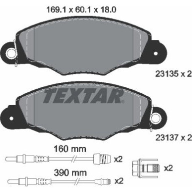 Textar | Bremsbelagsatz, Scheibenbremse | 2313503