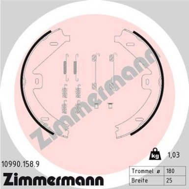 Zimmermann | Bremsbackensatz, Feststellbremse | 10990.158.9