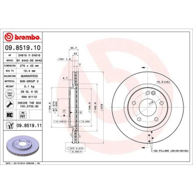 Brembo | Bremsscheibe | 09.8519.11