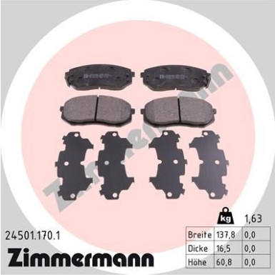 Zimmermann | Bremsbelagsatz, Scheibenbremse | 24501.170.1