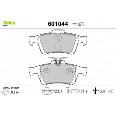 Valeo | Bremsbelagsatz, Scheibenbremse | 601044