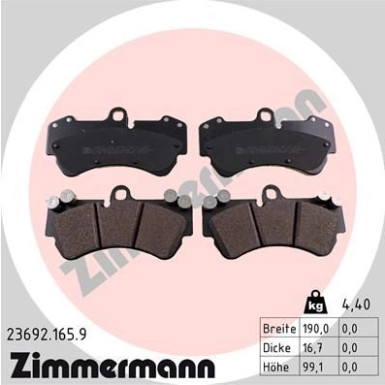 Zimmermann | Bremsbelagsatz, Scheibenbremse | 23692.165.9