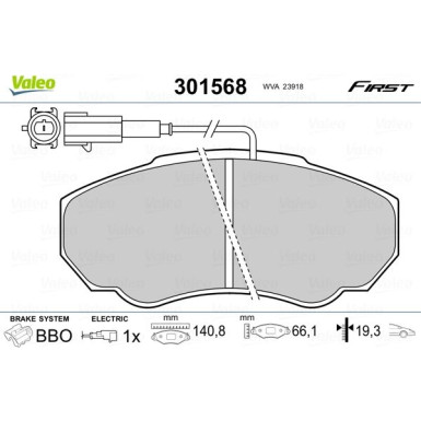 Valeo | Bremsbelagsatz, Scheibenbremse | 301568