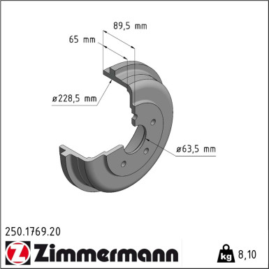 Zimmermann | Bremstrommel | 250.1769.20