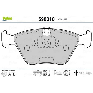 Valeo | Bremsbelagsatz, Scheibenbremse | 598310