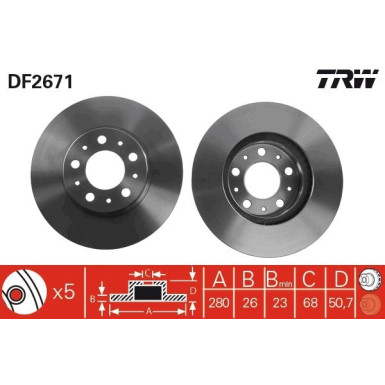 TRW | Bremsscheibe | DF2671