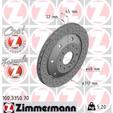 Zimmermann | Bremsscheibe | 100.3350.70