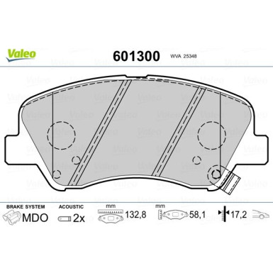 Valeo | Bremsbelagsatz, Scheibenbremse | 601300