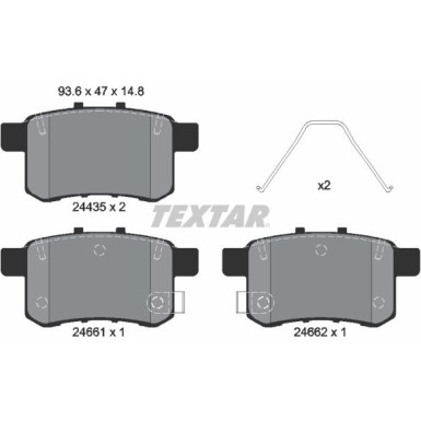 Textar | Bremsbelagsatz, Scheibenbremse | 2443501