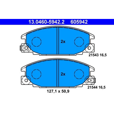 ATE | Bremsbelagsatz, Scheibenbremse | 13.0460-5942.2 ATE | Bremsbelagsatz, Scheibenbremse | 13.0460-5942.2