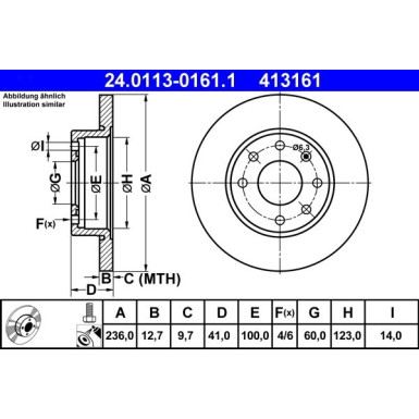 ATE | Bremsscheibe | 24.0113-0161.1